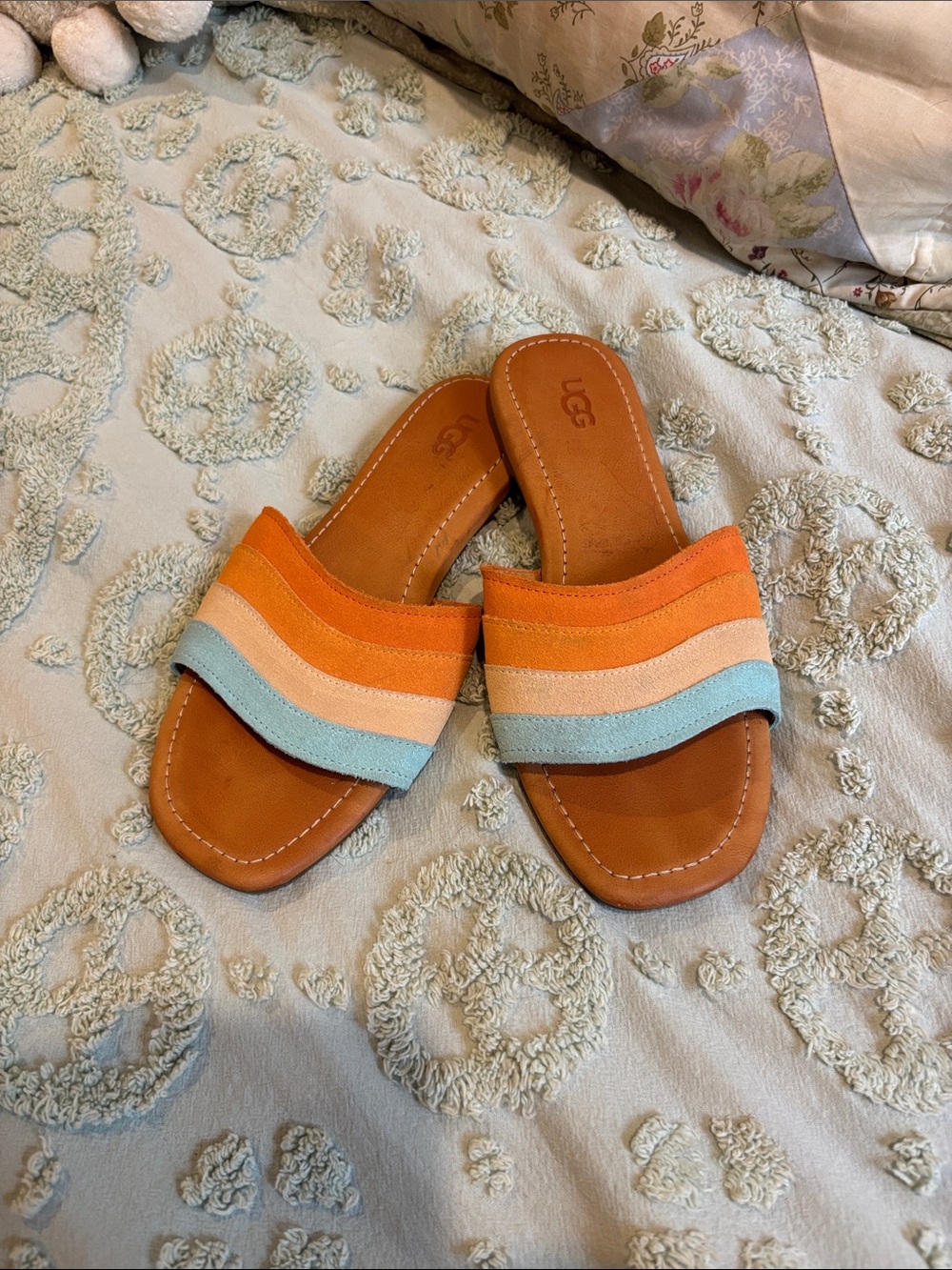 UGG Women’s Orange, Peach & Light Blue Ximena Slide Mules